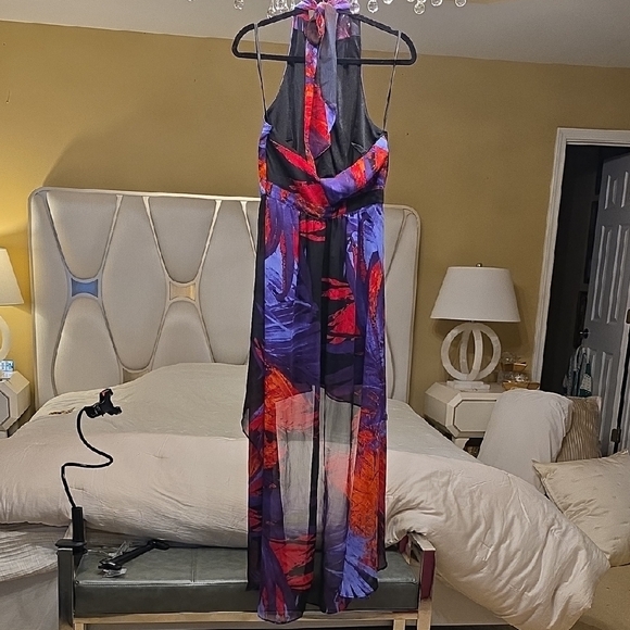 bebe High Low Dress in Purple and Pink - Picture 8 of 15